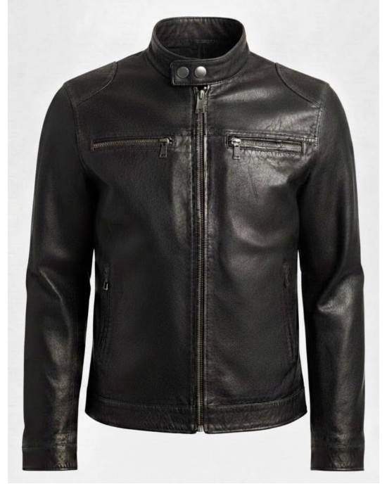 Men’s Premium Black Genuine Leather Biker Jacket – Slim-Fit Cafe Racer Style Men’s Premium Black Genuine Leather Biker Jacket – Slim-Fit Cafe Racer Style