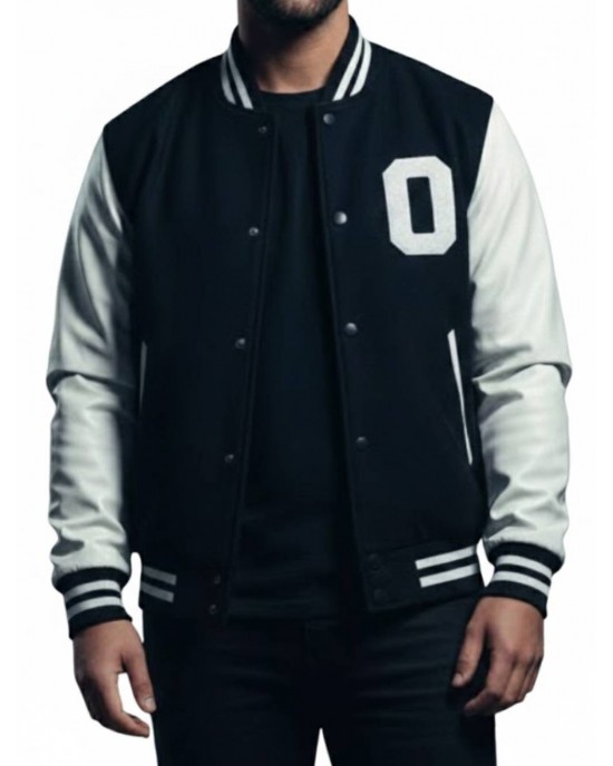 Black Classic Varsity Jacket for men