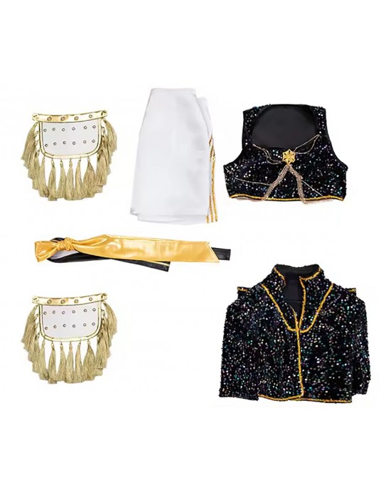KPop Demon Hunters Mira Black Gold Stage Costume Huntrix KPop Demon Hunters Mira Black Gold Stage Costume Huntrix
