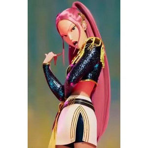 KPop Demon Hunters Mira Black Gold Stage Costume Huntrix