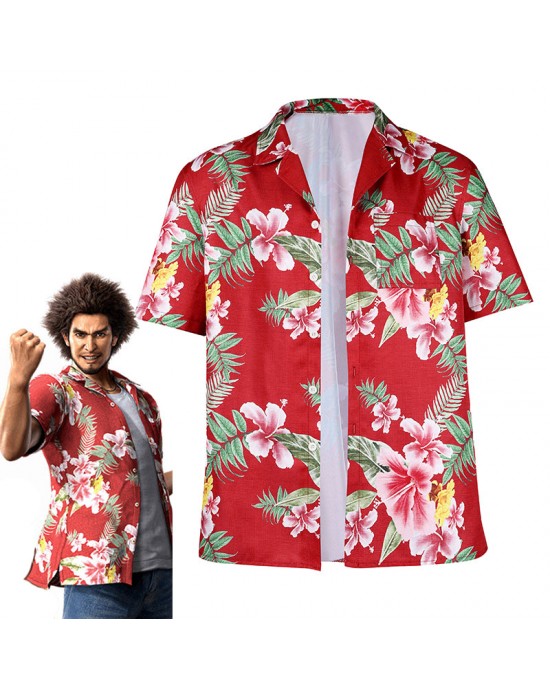 Like a Dragon Infinite Wealth Ichiban Hibiscus Hawaiian Button Shirt Like a Dragon Infinite Wealth Ichiban Hibiscus Hawaiian Button Shirt