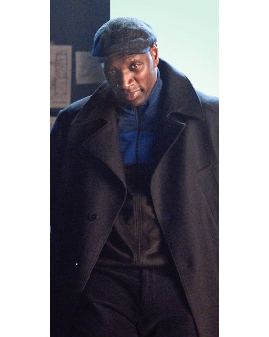 Lupin Omar Sy Black Trench Coat Lupin Omar Sy Black Trench Coat