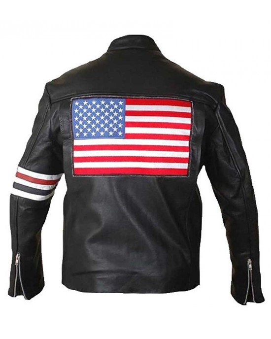 Easy Rider Captain America Peter Fonda Flag Leather Jacket