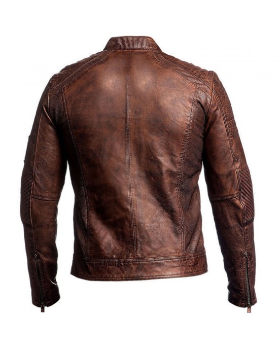 Cafe Racer Brown Leather Jacket