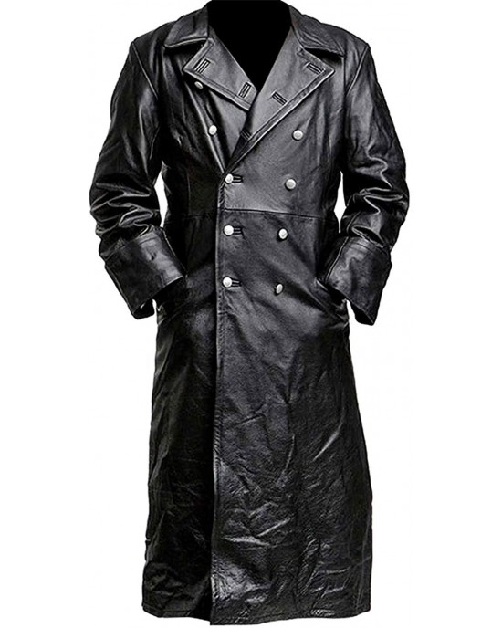 German Classic Officer WW2 Military Leather Trench Coat