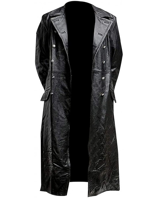 German Classic Officer WW2 Military Leather Trench Coat