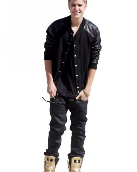 Justin Bieber Wool+Leather Bomber Jackets