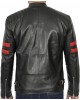 Vintage Retro Cafe Racer Red Stripes Leather Jacket Mens Vintage Retro Cafe Racer Red Stripes Leather Jacket Mens