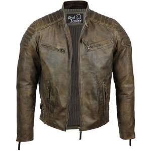 Mens Real Soft Leather Slim Fit Biker Jacket