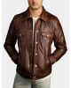 Vintage Style Brown Leather Trucker Jacket Vintage Style Brown Leather Trucker Jacket