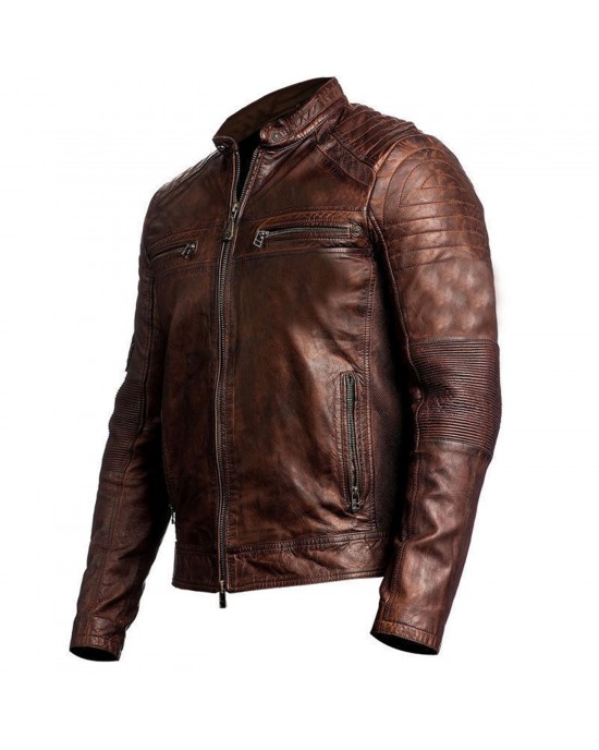 Cafe Racer Brown Leather Jacket