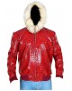 Men’s Fur Hoodie Red Crocodile Pattern Leather Jacket Men’s Fur Hoodie Red Crocodile Pattern Leather Jacket