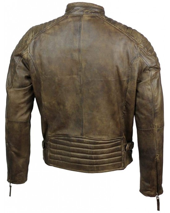 Mens Real Soft Leather Slim Fit Biker Jacket