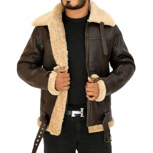 Men's Winter RAF Soft Warm Shearling Sheepskin Leather Jacket