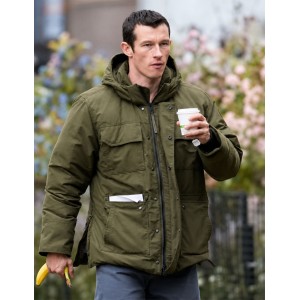One Night Only Callum Turner Owen Olive Green Hooded Puffer Jacket