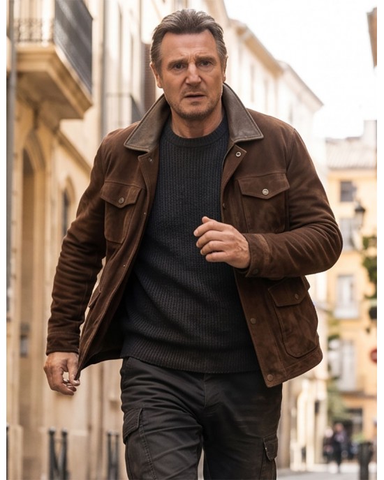 The Mongoose Liam Neeson Brown Suede Leather Jacket The Mongoose Liam Neeson Brown Suede Leather Jacket