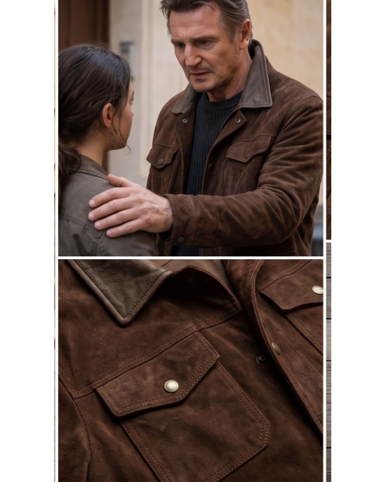 The Mongoose Liam Neeson Brown Suede Leather Jacket The Mongoose Liam Neeson Brown Suede Leather Jacket