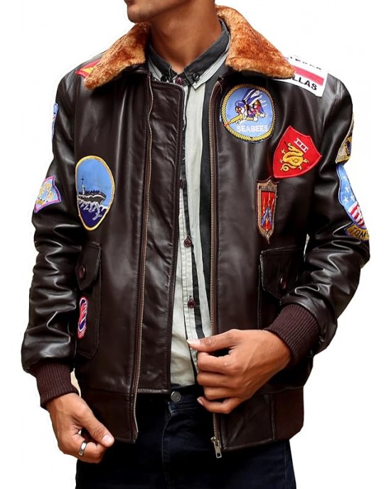 Top Gun Brown Bomber Leather Jacket For Men Top Gun Brown Bomber Leather Jacket For Men