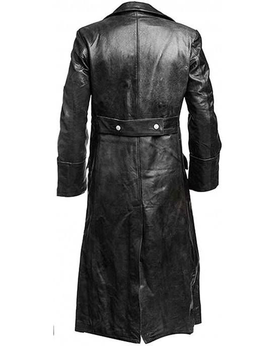 German Classic Officer WW2 Military Leather Trench Coat
