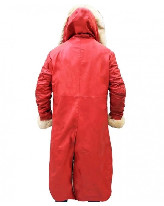 Santa Claus Coat The Christmas Chronicles Red Faux Leather Winter Fur Coat