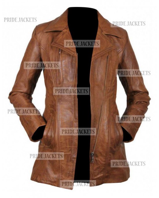 Womens Leather Long Coat