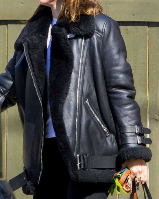 No Time To Die Ana De Armas Shearling Leahter Jacket Women No Time To Die Ana De Armas Shearling Leahter Jacket Women