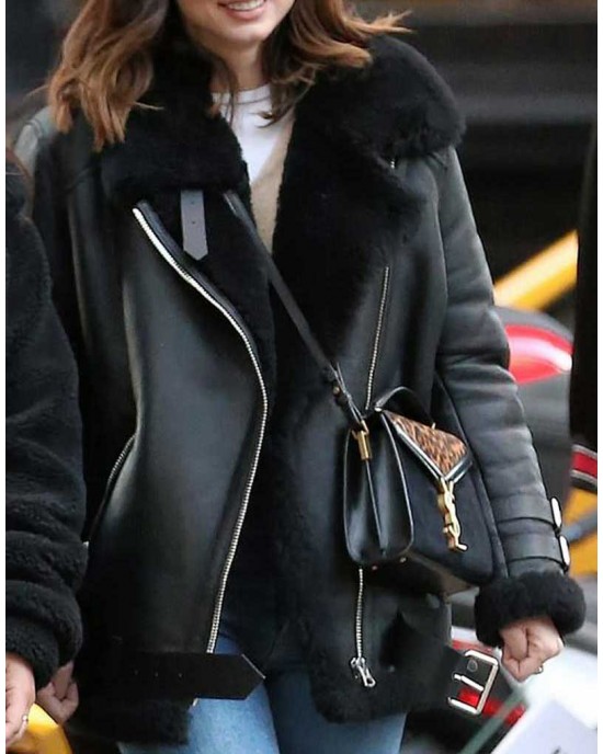 No Time To Die Ana De Armas Shearling Leahter Jacket Women No Time To Die Ana De Armas Shearling Leahter Jacket Women