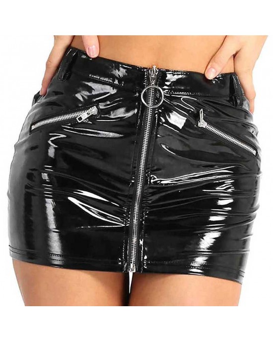 Ladies PVC Faux Leather Mini Skirts