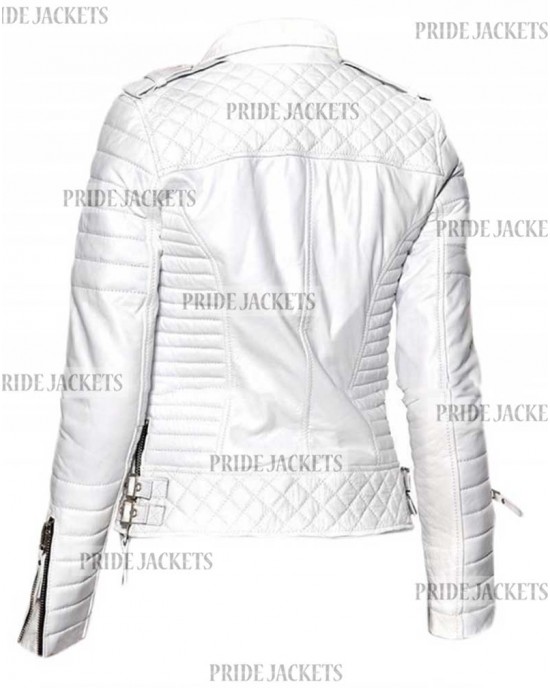 Women Fashion Quilted White Jacket