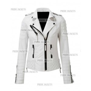 Women Fashion Quilted White Jacket