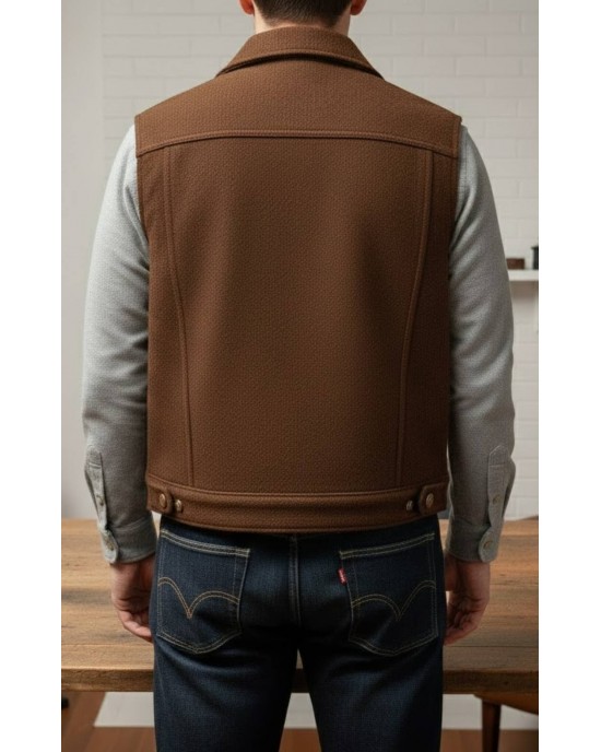 Men’s Heritage Wool Trucker Vest – Classic Tobacco Brown