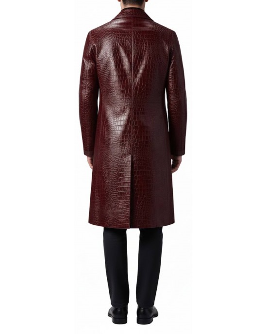 Men’s Embossed Crocodile Leather long coat 