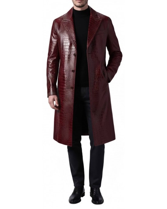 Men’s Embossed Crocodile Leather long coat Men’s Embossed Crocodile Leather long coat
