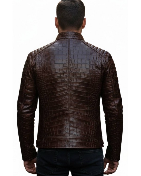 Men's Exotic Crocodile Leather Biker Jacket