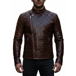 Men's Exotic Crocodile Leather Biker Jacket