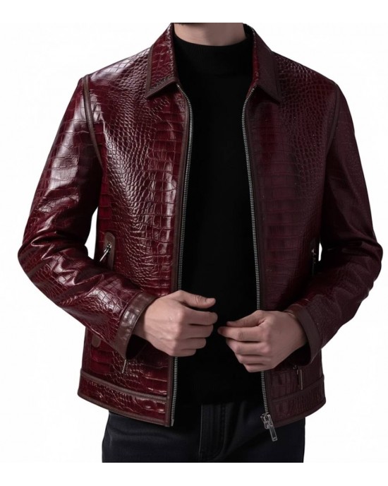 Men’s Embossed Crocodile Leather Jacket