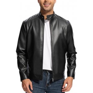 Men’s Black Faux Leather Moto Jacket