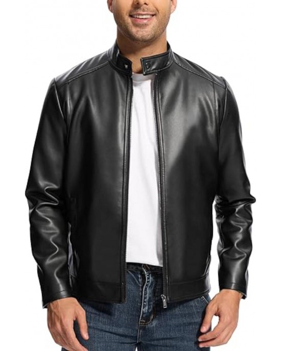 Men’s Black Faux Leather Moto Jacket Men’s Black Faux Leather Moto Jacket