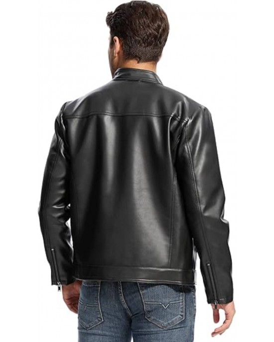 Men’s Black Faux Leather Moto Jacket Men’s Black Faux Leather Moto Jacket