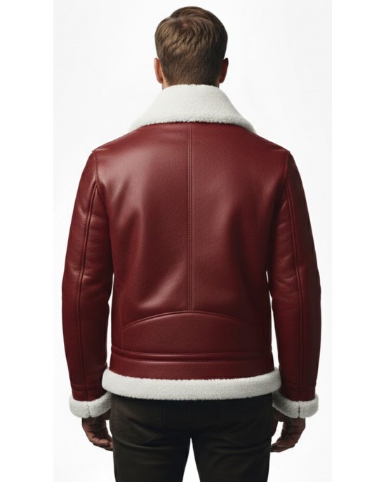 Red B-3 Shearling Aviator Bomber Jacket men's Red B-3 Shearling Aviator Bomber Jacket men's