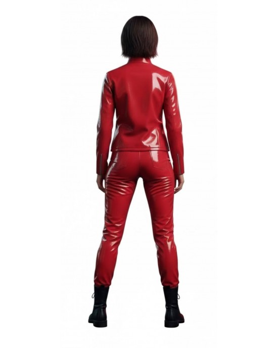 Women’s High-Gloss Red PVC 2-Piece Set