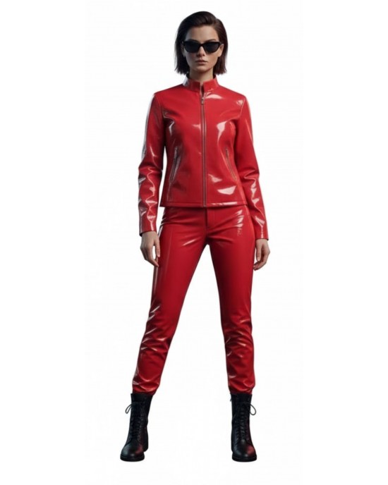 Women’s High-Gloss Red PVC 2-Piece Set Women’s High-Gloss Red PVC 2-Piece Set