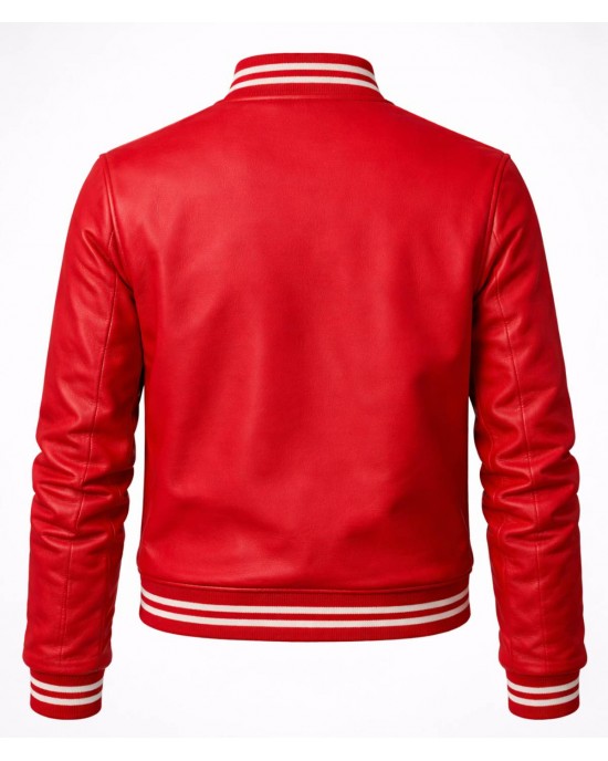 Red Elite Leather Varsity Jacket