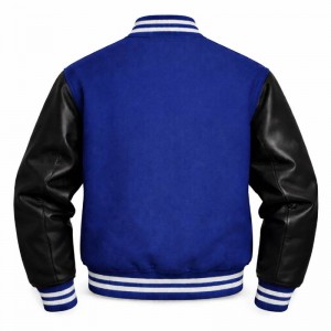 Blue & Black Wool Varsity Jacket