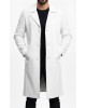 Men’s Premium White Leather Long Coat