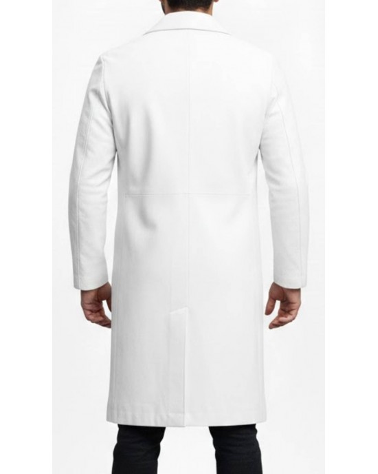 Men’s Premium White Leather Long Coat Men’s Premium White Leather Long Coat
